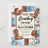 westerne kleine cowboy babyshower uitnodigingen (Voorkant)