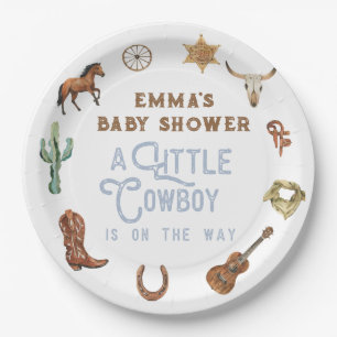 Westerne kleine cowboy foto Baby shower Papieren Bordje