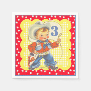 Westerne kleine cowboy met Rope Birthday Napkins Servet
