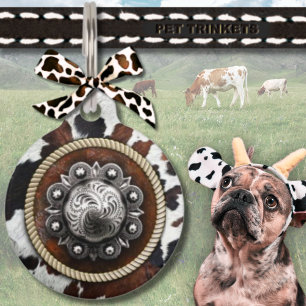 Westerne Koe Print en Concho Dog Cat Huisdierpenning