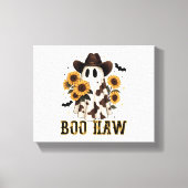 Westerne Koe Spot Spooky Ghost Boo Haw Canvas Afdruk (Voorkant)
