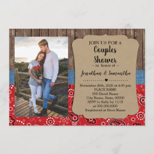 Westerne koppels douchen country chic bruiloft kaart
