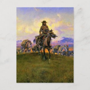 westerne kunst van Charles M Russ "The Romance Mak Briefkaart