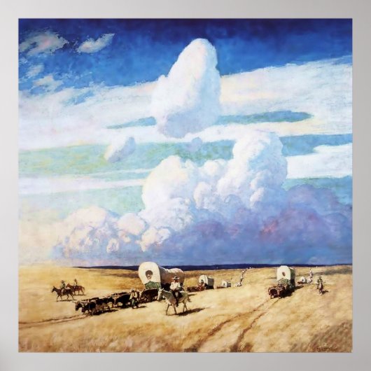 westerne kunst van de "Gedekte Wagons" door de NC Poster (Voorkant)