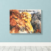 Westerne kunst wilde paarden canvas afdruk (Insitu (Houten vloer))