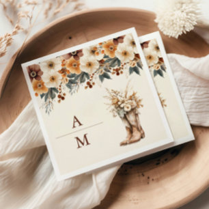 Westerne Laarzen Bloemen Terracotta Huwelijk Servet