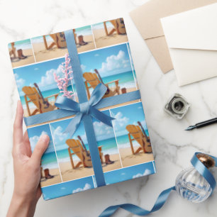 Westerne laarzen en gitaar op het strand cadeaupapier