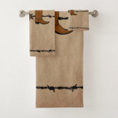 Westerne laarzen en prikkeldraad bad handdoek (Insitu)