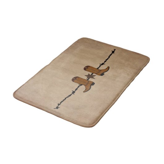 Westerne laarzen en prikkeldraad badmat (Gekanteld)