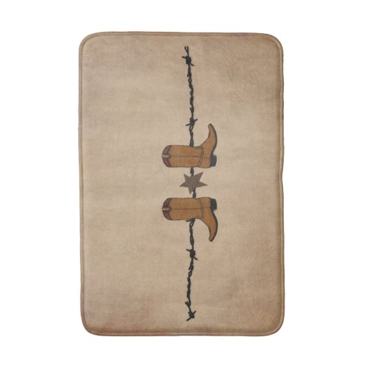 Westerne laarzen en prikkeldraad badmat (Voorkant Verticaal)