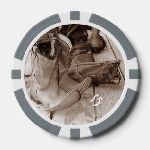 Westerne laarzen klei poker chips, aanpasbaar poker chips