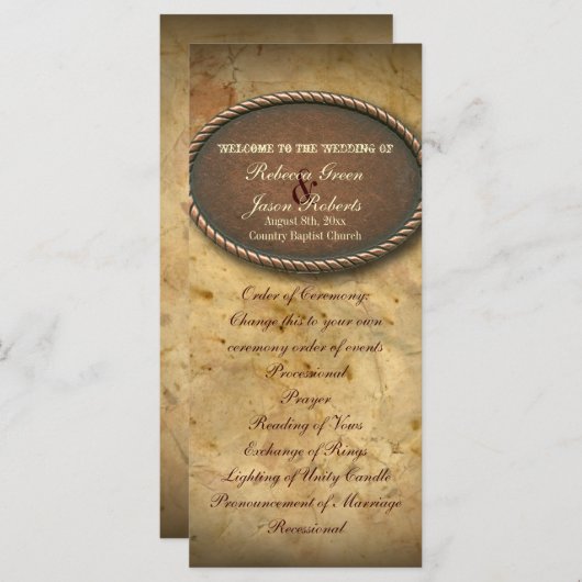 westerne land huwelijksprogramma's programma (Voorkant / Achterkant)