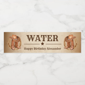 Westerne Landelijke Etikettenreeks van het Voedsel Waterfles Etiket