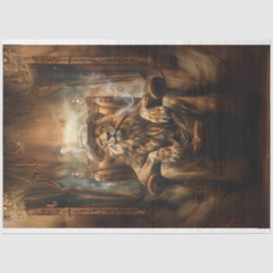 Westerne Leeuw in Koningsstoel Decoupage Tissuepapier