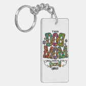 Westerne leopard Patch Pattern Dog Mam Bone Pet T- Sleutelhanger (Voorkant Links)
