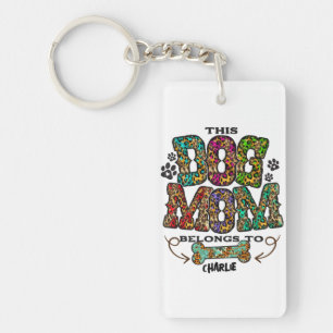 Westerne leopard Patch Pattern Dog Mam Bone Pet T- Sleutelhanger