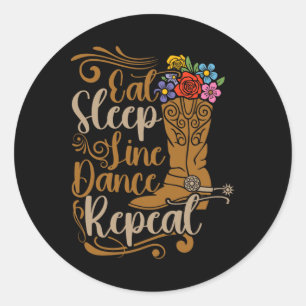 Westerne Lijn Dans Eet Slaap Lijn Dansen Herhalen Ronde Sticker