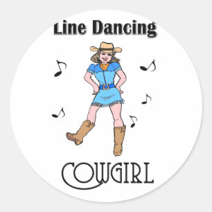 Westerne 'Line Dansende Cowgirl' Ronde Sticker