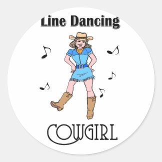 Westerne 'Line Dansende Cowgirl' Ronde Sticker