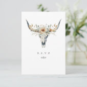 Westerne longhorn schedel maaltijd keuzes bruiloft RSVP kaartje (Staand voorkant)