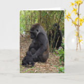 Westerne Lowland Gorilla - Mam en Baby Kaart (Gele Bloem)