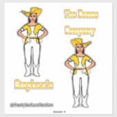 Westerne Majorette / Danser Stickers Geel Wit B (Vel)