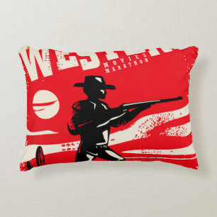 Westerne marathonretro-poster ontwerp van marathon accent kussen