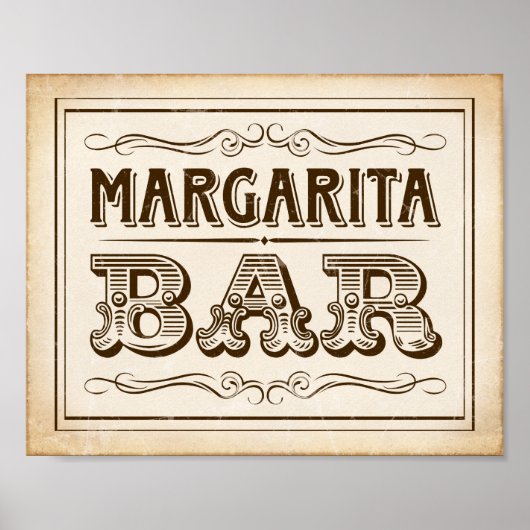  Westerne MARGARITA BAR-gebarentafdruk Poster (Voorkant)