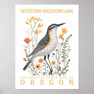 Westerne Meadowlark Bird of Oregon Reizen Poster