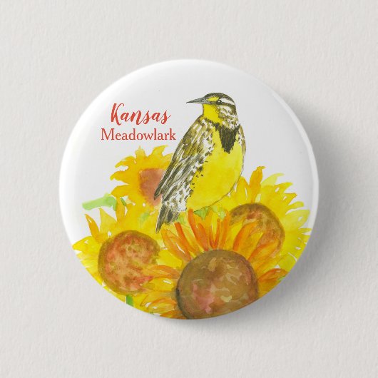 Westerne Meadowlark Sunflower State Bird Ronde Button 5,7 Cm (Voorkant)