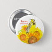 Westerne Meadowlark Sunflower State Bird Ronde Button 5,7 Cm (Voorkant /achterkant)
