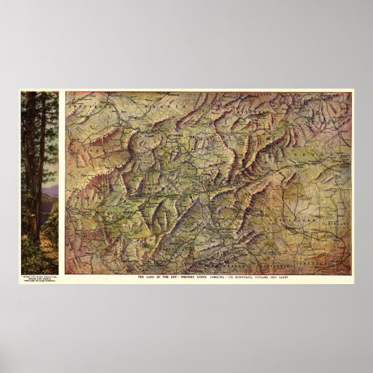 Westerne North CarolinaPanoramic Map Poster (Voorkant)