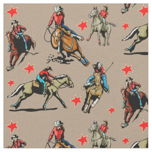 Westerne ontwerpstructuur voor Rodeo Cowmememeisje Stof