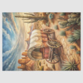 Westerne oude houten kar in Prairie Wild West Tissuepapier (Voorkant)