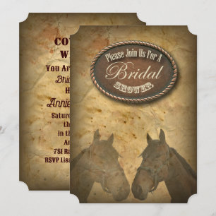 Westerne Paarden Cowgirls Bruidsdouche Uitnodiging