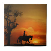 Westerne paardenkunst-Tegel Tegeltje (Voorkant)