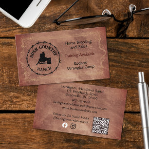 Westerne paardenranch personaliseren Logo QR-code Visitekaartje