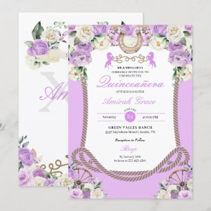 Westerne Paarse Charro Cowgirl Quinceañera Kaart