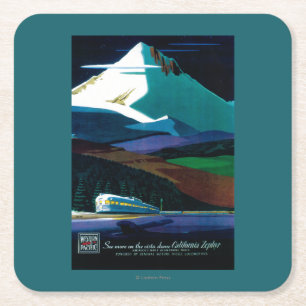 Westerne Pacific California Zephyr Vintage Poster Vierkante Kartonnen Onderzetter