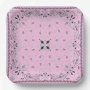 Westerne Paisley Pink Bandana Print Party 9 inch Papieren Bordje