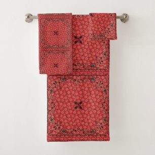 Westerne Paisley Red Bandana Print Bad Handdoek