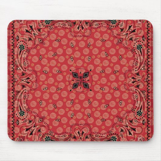 Westerne Paisley Red Bandana Print Muismat (Voorkant)