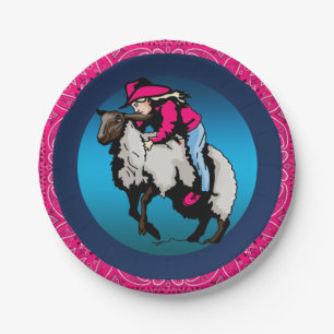 Westerne partij Cowgirl Mutton Bustin' Pink Bandan Papieren Bordje