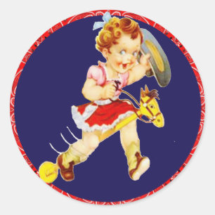 Westerne partij Cowgirl op Stickers van de stekker