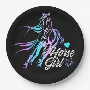 Westerne partij Cute Horse Equestrian Black  Papieren Bordje