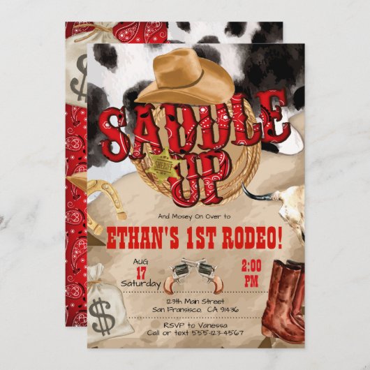 Westerne partij, Westerne uitnodiging voor Cowboy  (Voorkant / Achterkant)