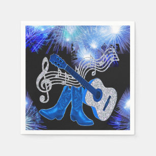 Westerne partijguitaars en cowboy Boots Napkins Servet