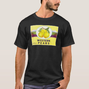 Westerne peren - etiket op fruitkratten t-shirt