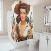  Westerne Pin-up Douchegordijn (In situ)