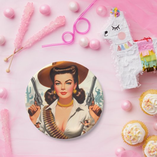 Westerne Pin-up Papieren Bordje (Feest)